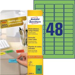 Avery-Zweckform 45, 7*21, 2 mm-es Avery Zweckform A4 íves etikett címke, zöld színű (20 ív/doboz)