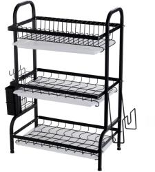 Trendy Sanitary Edénytartó állvány, három szinttel, fekete, 61 X 23, 5 X 42 cm (VSL-6N)