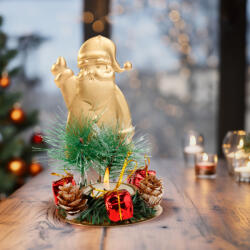 Family Collection Adventi dekoráció - mécsestartóval - réz, Mikulás - 8 x 13 cm (58946B)