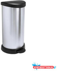 Keter Szemetes kuka pedálos fémhatású műanyag 40 literes Fekete/ezüst Curver (54502) - nyomtassotthon