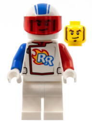LEGO® Minifigurák Rocket Racer - Stuntz Driver, White Jumpsuit with Blue and Red Arms, White Helmet, Trans-Red Visor cty1319 (cty1319)