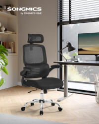 SONGMICS Ergonomikus Irodai Szék Hálós Háttámlával Fekete (EUZ-OBN040B01)