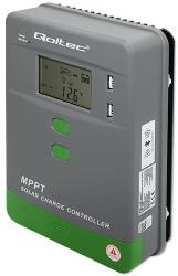 Qoltec Napelemes Töltésszabályozó MPPT hőmérséklet-érzékelővel 10A | 12V / 24V | LCD | 2 x USB | Bluetooth | APP | GEL | LiFePO4 (QC-53660)
