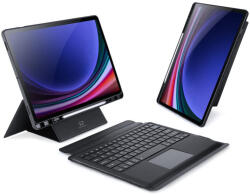 Samsung Tab S9 Plus 12.4 / Tab S10 Plus 12.4 SM-X810 / X816B / X820 / X826B, Bluetooth billentyűzetes, mappa tok, Touch Pad, állvány funkció, mágneses rögzítés, érintőceruza tartó, Dux Ducis DK, fekete