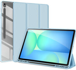 Samsung Tab S10 FE Plus (13.1) SM-X620 / X626B, mappa tok, Trifold, légpárnás sarok, közepesen ütésálló, érintőceruza tartó, átlátszó hátlap, Dux Ducis Toby, kék