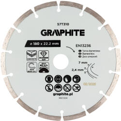 GRAPHITE Gyémánt vágókorong 180x22.2mm, szegmenses, száraz (57T310) - szerszamparadicsom