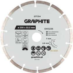 GRAPHITE Gyémánt vágókorong 230x22.2mm, szegmenses, száraz és vizes (57T314) - szerszamparadicsom