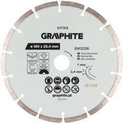 GRAPHITE Gyémánt vágókorong 180x25, 4mm, szegmenses, száraz (57T312) - szerszamparadicsom
