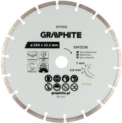 GRAPHITE Gyémánt vágókorong 230x22.2mm, szegmenses, száraz (57T313) - szerszamparadicsom