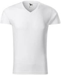 MALFINI Férfi póló Slim Fit V-neck - Fehér | XL (1460016)