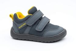 Protetika pantofi barefoot pentru băieți cu membrană NOLAN YELLOW | încălțăminte pentru copii pe tot parcursul anului cu închidere Velcro | pantofi sport gri-galbeni fără arc cu talpă flexibilă - 34
