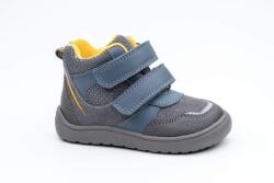 Protetika pantofi barefoot pentru băieți cu membrană BANET GREY | încălțăminte pentru copii pe tot parcursul anului cu Velcro | pantofi gri din piele, fără susținere a boltei plantare, cu talpă flexibilă - 32