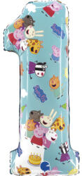  Peppa malac Blue 1-es szám fólia lufi 66 cm (GBBL251) - decorit
