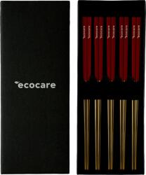 Ecocare Fém Sushi pálcika doboz arany-piros 10 db