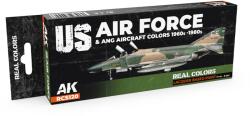 AK Interactive US Air Force & ANG Aircraft Colors 1960s-1980s lakk alapú festék készlet 8x 17ml (RCS120)