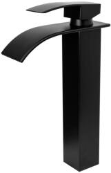 Gamma Elva - Magasított Mosdó Csaptelep - Vízesés vízsugarú, Fekete (BEAUW-BK)