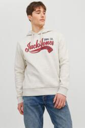 JACK & JONES Jack & Jones, Kapucnis logómintás pulóver, Szürke, Fehér, M (12233597-WHITE-MELANGE-M)