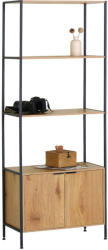 Intenso Home Könyvespolc - 5 polcos, ajtós, aranytölgy/fekete, 68x176cm