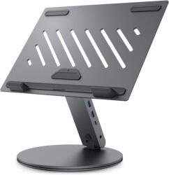 Spigen LD204H Laptop Állvány és Hub 6-in-1 - Szürke (AMP08885)