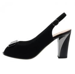 Epica Sandale dama, negru, elegante, din piele intoarsa si piele naturala, cu toc, Epica JICL020-MX854-P8563T-01-I-Negru (Marime: 35) (JICL020-MX854-P8563T-01-I-Negru-35)