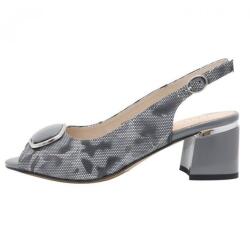 Epica Sandale dama, gri, elegante, din piele naturala, cu toc si accesoriu metalic, Epica JIJI20005C-14-I-Gri (Marime: 39) (JIJI20005C-14-I-Gri-39)
