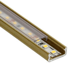Lumines Type-D Arany - Alumínium U profil LED szalagos világításhoz 16x6 mm (Átlátszó búrával) (LUMINES-D2-G + LUMINESB2-K2020-T PVC (2,02 m))
