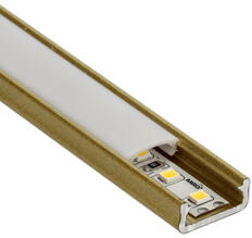 Lumines Type-D Arany - Alumínium U profil LED szalagos világításhoz 16x6 mm (Opál búrával) (LUMINES-D2-G + LUMINESB2-K2020-ML (2,02 m))