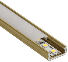 Lumines Type-D Arany - Alumínium U profil LED szalagos világításhoz 16x6 mm (Félig átlátszó búrával) (LUMINES-D2-G + LUMINESB2-K2020-MR PVC (2,02 m))