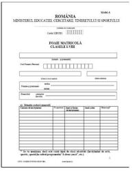  Foaie matricolă clasele I-VIII A4 10 bucăți/set (C070B)