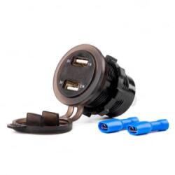 AMiO Vízálló Töltő Voltmérővel 2 USB 12/24V 3A (0502856) (0502856) - aqua