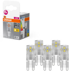 OSRAM G9 LED 1, 9W, 200 lm, 2700 K, melegfehér, alumínium, műanyag-20 W izzó helyett, 5 darabos - Base Special Pin Clear (4058075758049)