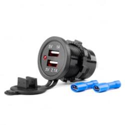 AMiO Vízálló Dupla USB Aljzat MOD-03 12/24 1-2.1A (0502853) (0502853) - aqua
