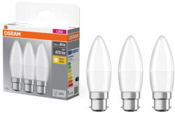 OSRAM B22d LED 4, 9W, 470 lm, 2700 K, melegfehér, opál műanyag-40 W izzó helyett, 3 darabos - Base Classic B (4099854045936)