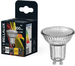Bellalux GU10 LED 4, 3W, 350 lm, 2700 K, melegfehér, áttetsző üveg-50 W izzó helyett - Spot PAR16 (4058075112780)