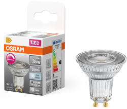 OSRAM GU10 LED 2, 4W, 230 lm, 4000 K, hidegfehér, dimmelhető, áttetsző üveg-35 W izzó helyett - Superstar Spot PAR16 (4099854457050)