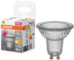 OSRAM GU10 LED 6, 9W, 650 lm, 2700 K, melegfehér, dimmelhető, áttetsző üveg-50 W izzó helyett - Superstar Spot PAR16 (4099854456978)