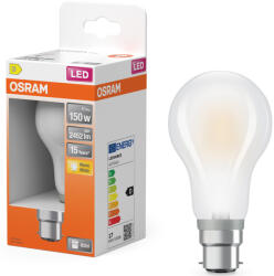 OSRAM B22d LED 17W, 2452 lm, 2700 K, melegfehér, opál üveg-150 W izzó helyett - Star Classic A (4058075654273)