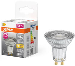 OSRAM GU10 LED 2, 4W, 230 lm, 2700 K, melegfehér, dimmelhető, áttetsző üveg-35 W izzó helyett - Superstar Spot PAR16 (4099854457036)