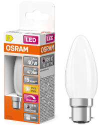 OSRAM B22d LED 3, 4W, 470 lm, 2700 K, melegfehér, dimmelhető, opál üveg-40 W izzó helyett - Superstar+ Classic B (4058075602816)