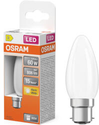 OSRAM B22d LED 5, 9W, 806 lm, 2700 K, melegfehér, opál üveg-60 W izzó helyett - Star Classic B (4058075654495)