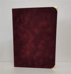  Oklevéltartó, A4, exkluzív, plüss, 4 fém sarokkal, bordó (ISKE185) (ISKE185)