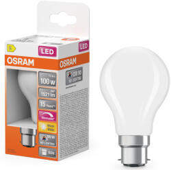 OSRAM B22d LED 11W, 1521 lm, 2700 K, melegfehér, dimmelhető, opál üveg-100 W izzó helyett - Superstar+ Classic A (4058075602694)