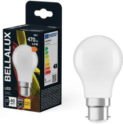 Bellalux B22d LED 4, 9W, 470 lm, 2700 K, melegfehér, opál műanyag-40 W izzó helyett - Classic A (4058075542563)
