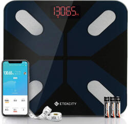 Etekcity Bluetooth testzsírmérleg, személymérleg, intelligens digitális mérleg, testelemző mérleg intelligens alkalmazással a testsúly, testzsír, BMI, izomtömeg mérésére, 28 st / 180 kg / 400 lbs, fekete (ESF2