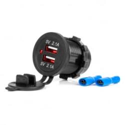 AMiO MOD-04 Dupla USB Aljzat Vízálló 12/24V 2x2.1A (0502854) (0502854) - aqua