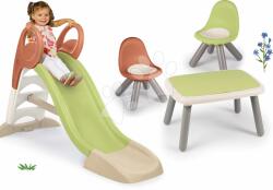 Smoby Set tobogan cu pistă de apă și loc de stat KS Slide Life Smoby lungimea suprafeței de aluencare 150 cm și măsuță cu două scăunele KidChair (SM820510-8)