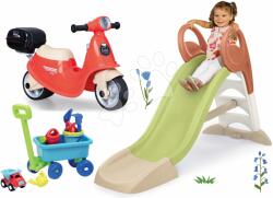 Smoby Set tobogan cu joc de apă și babytaxiu cu valiză KS Slide Life Smoby lungimea suprafeței de alunecare 150 cm și cărucior cu set de găleată (SM820510-1)