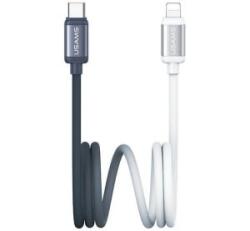 USAMS BICOLOR adatkábel (Type-C - lightning, 30W, PD gyorstöltő, 120cm) FEKETE/FEHÉR (SJ757USB01) (SJ757USB01)