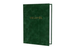  Oklevéltartó, A4, exkluzív, plüss, aranyozva, zöld (ISKE177) (ISKE177)