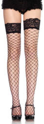  729037 Fence Net Stocking W/ Lace Top O/s Blk